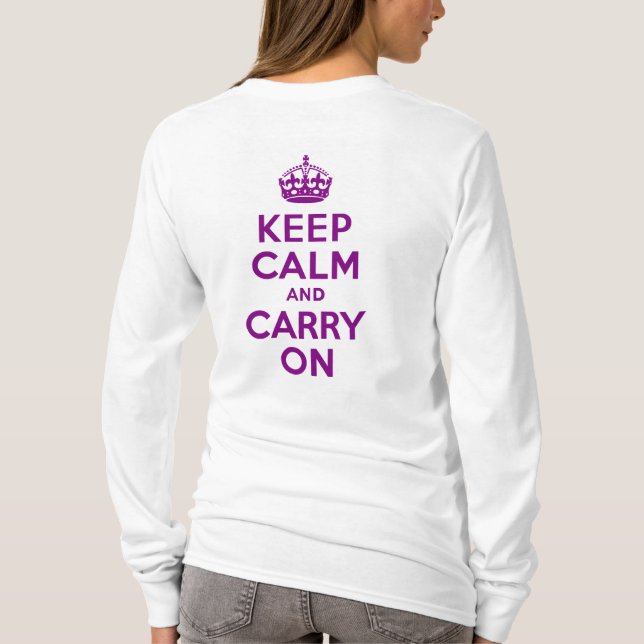 Purple Keep Calm and Carry On T-Shirt (Back)