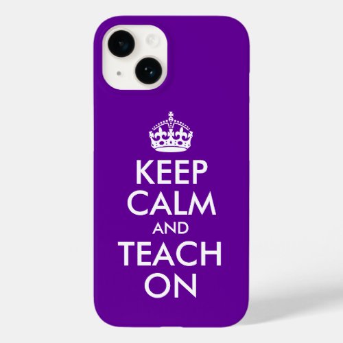 Purple Keep Calm and Teach On Case_Mate iPhone 14 Case