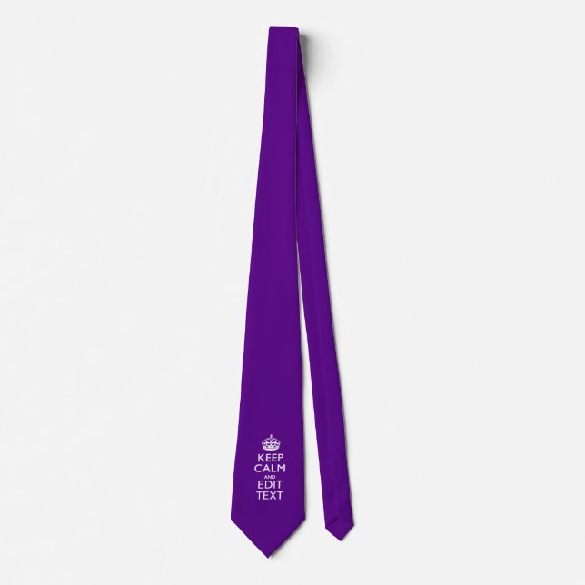 Purple Keep Calm And Your Text Easily Neck Tie (Front)
