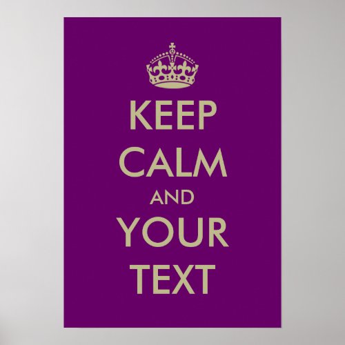 Purple keep calm poster template  Customizable