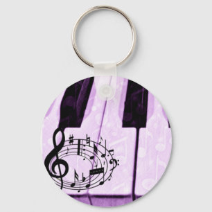 Purple Keys & Music Notes_ Keychain