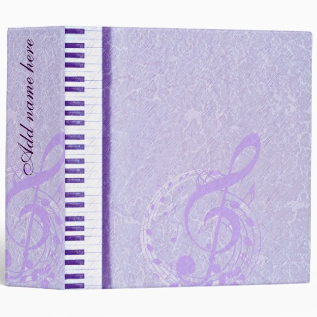 Purple keys & notes_Binder 3 Ring Binder (Front/Spine)