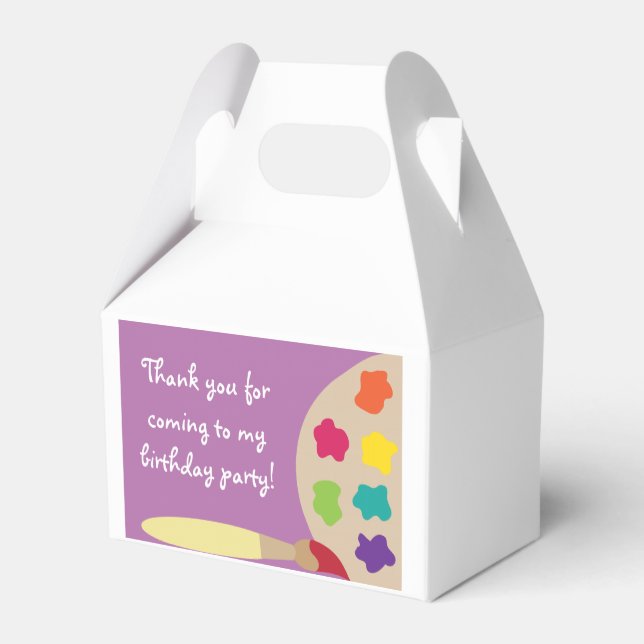 Purple Kids Art Party Favor Boxes (Back Side)