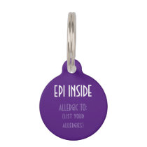 Purple Kids Epi Inside Emergency Contact Allergy Pet ID Tag