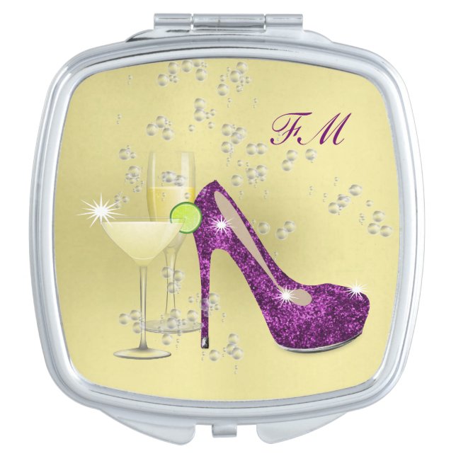 Purple Killer Heels Stiletto Shoe and Cocktails Vanity Mirror (Front)