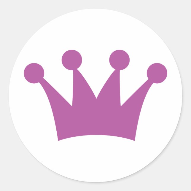 purple king crown classic round sticker (Front)