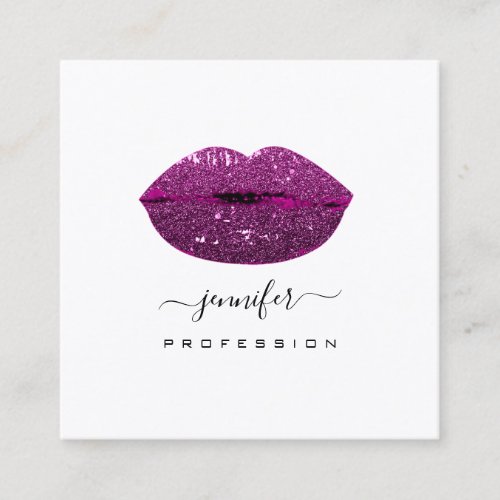 Purple KISS LIPS Makeup Artist White Social Media Square Business Card