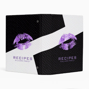 Purple Kiss Modern Black & White Geometric Design Mini Binder