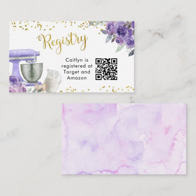 Purple Kitchen Bridal Shower Registry Card (Front/Back)