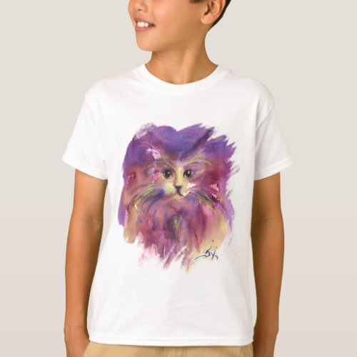 PURPLE KITTENCUTE KITTY CAT PORTRAIT T_Shirt