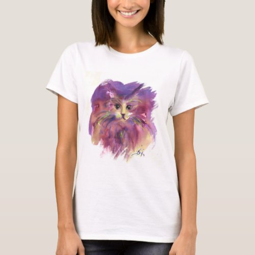 PURPLE KITTENCUTE KITTY CAT PORTRAIT T_Shirt