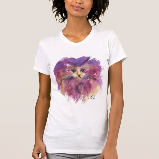 PURPLE KITTEN,CUTE KITTY CAT PORTRAIT T-Shirt (Front)