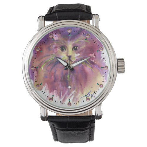 PURPLE KITTENCUTE KITTY CAT PORTRAIT WATCH