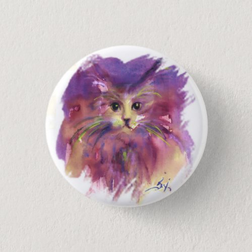 PURPLE KITTEN KITTY CAT PORTRAIT BUTTON