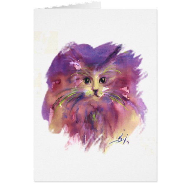 PURPLE KITTEN,KITTY CAT PORTRAIT CARDS (Front)