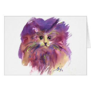 PURPLE KITTEN,KITTY CAT PORTRAIT, COLORFUL PAWS CARDS