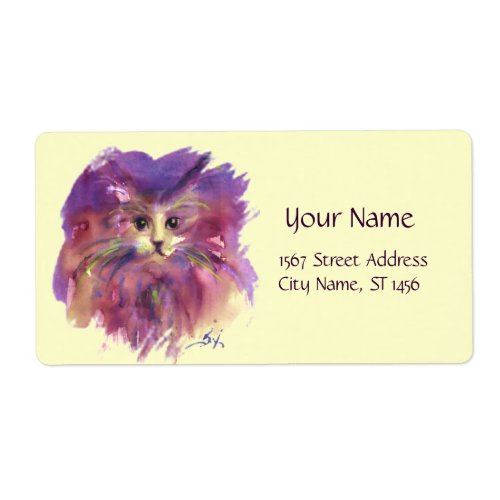 PURPLE KITTENKITTY CAT PORTRAIT Cream Label