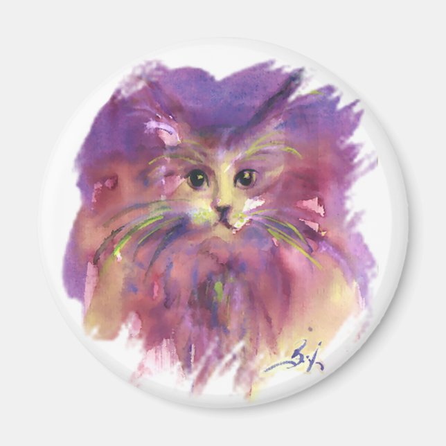 PURPLE KITTEN,KITTY CAT PORTRAIT MAGNET (Front)
