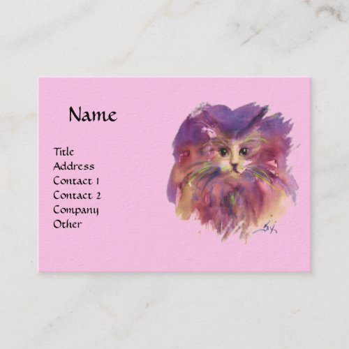 PURPLE KITTENKITTY CAT PORTRAIT pink violet Business Card