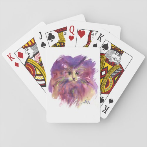 PURPLE KITTENKITTY CAT PORTRAIT PLAYING CARDS