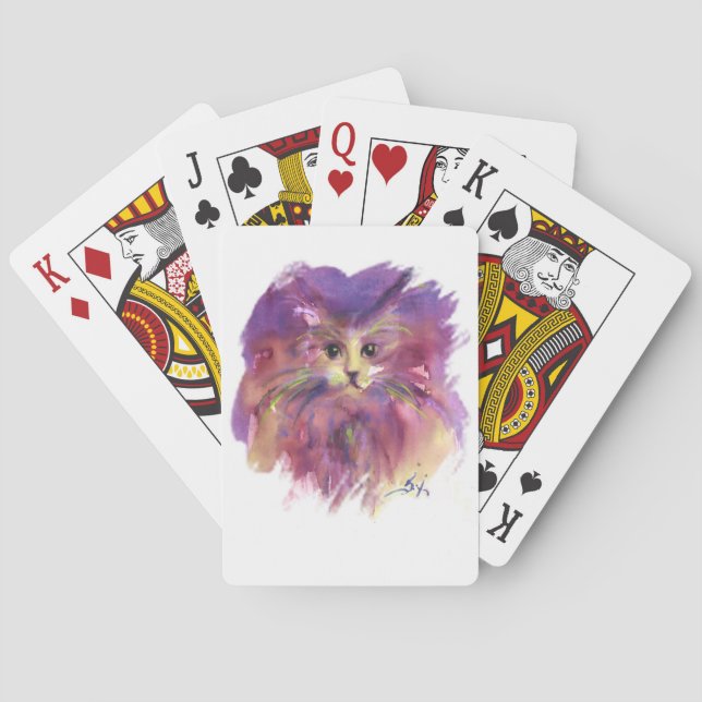 PURPLE KITTEN,KITTY CAT PORTRAIT POKER CARDS (Back)