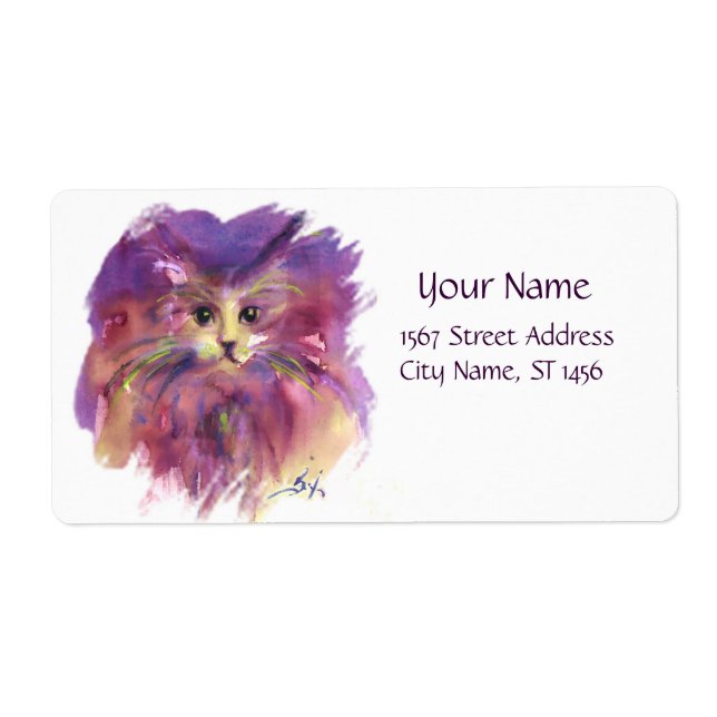 PURPLE KITTEN,KITTY CAT PORTRAIT, White Label (Front)