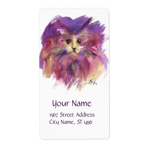 PURPLE KITTENKITTY CAT PORTRAIT White Label