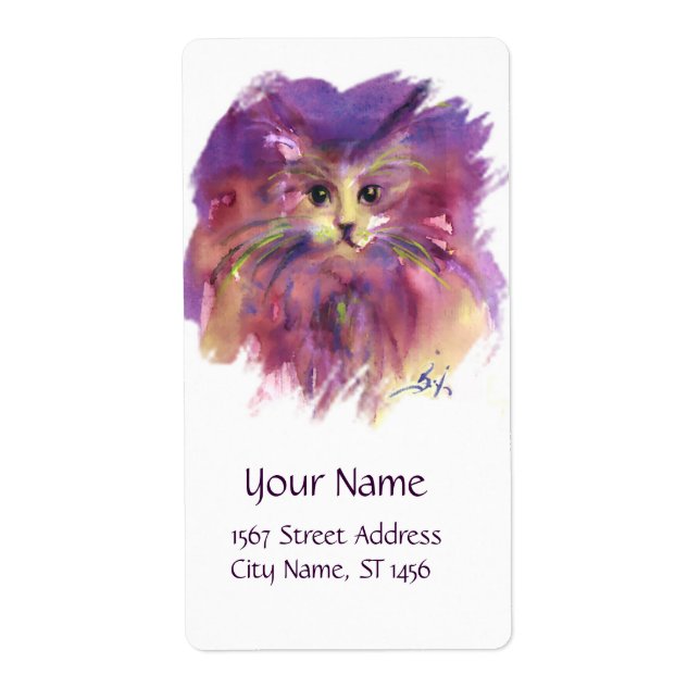 PURPLE KITTEN,KITTY CAT PORTRAIT, White Label (Front)