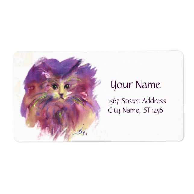 PURPLE KITTEN,KITTY CAT PORTRAIT, White Label (Front)