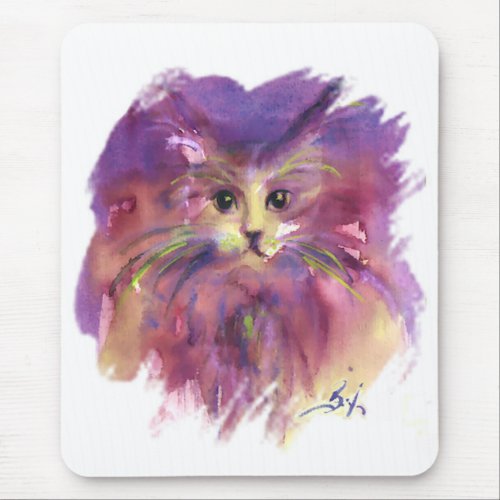 PURPLE KITTENKITTY CAT PORTRAITWhite Mouse Pad