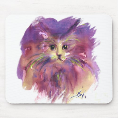 PURPLE KITTENKITTY CAT PORTRAITWhite Mouse Pad