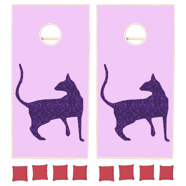 Purple Kitty Cat Cornhole Set (Set)
