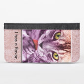 Purple Kitty Cat Has a Flavor Photo iPhone Wallet Case (Front (Horizontal))