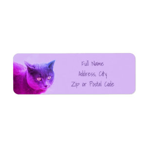 Purple Kitty Cat Label