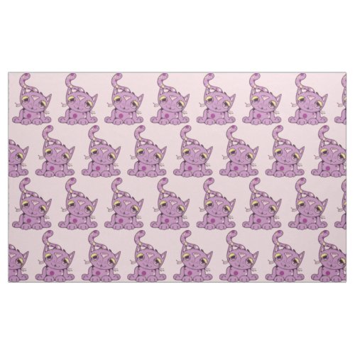 Purple Kitty Cat Pattern Graphic Design Fabric