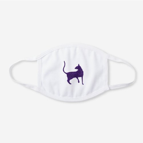 Purple Kitty Cat White Cotton Face Mask