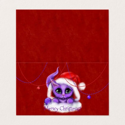 Purple Kitty Meowy Christmas Card