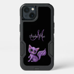 Purple Kitty Monogram iPhone 13 Case