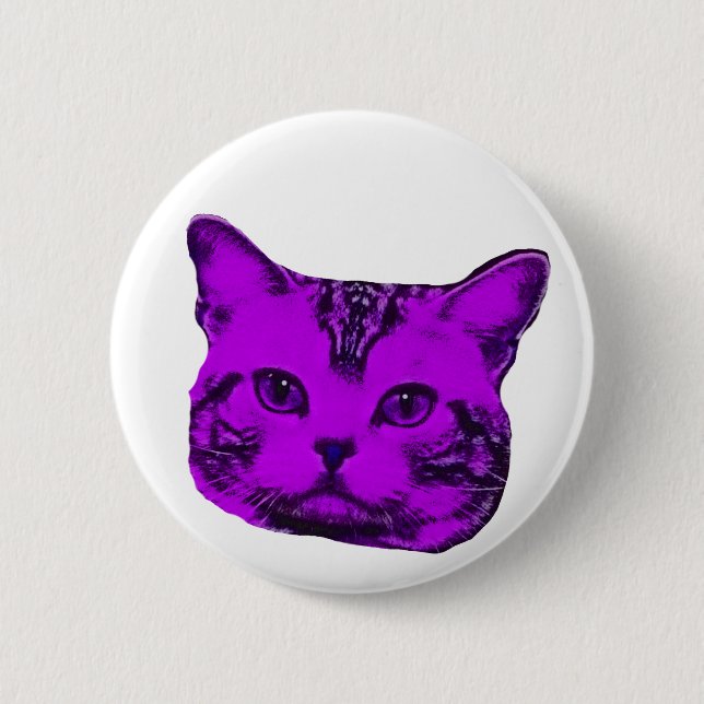 purple kitty pinback button (Front)