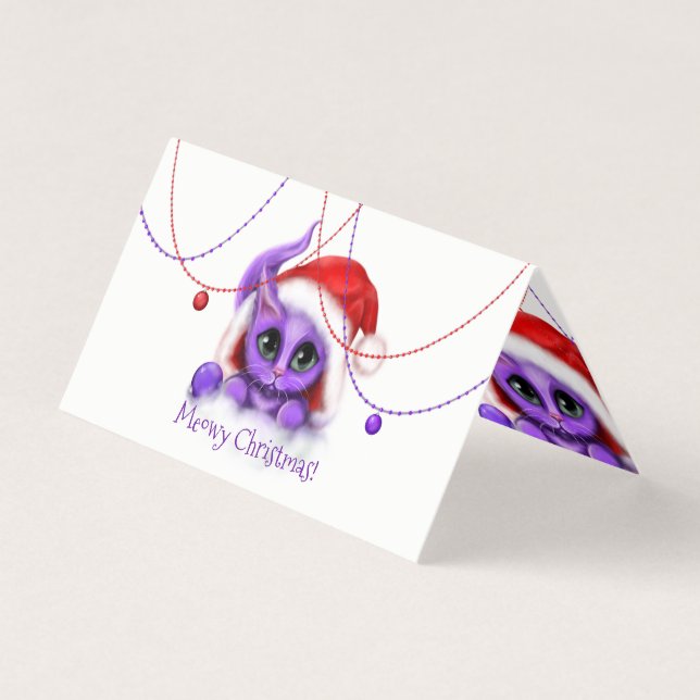 Purple Kitty Santa Meowy Christmas (Front)