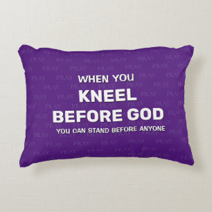 Purple KNEEL BEFORE GOD Prayer Accent Pillow