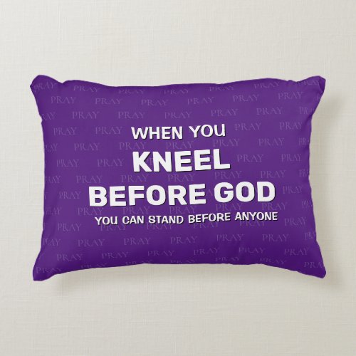 Purple KNEEL BEFORE GOD Prayer Accent Pillow