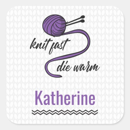 Purple Knit Fast Die Warm Square Sticker