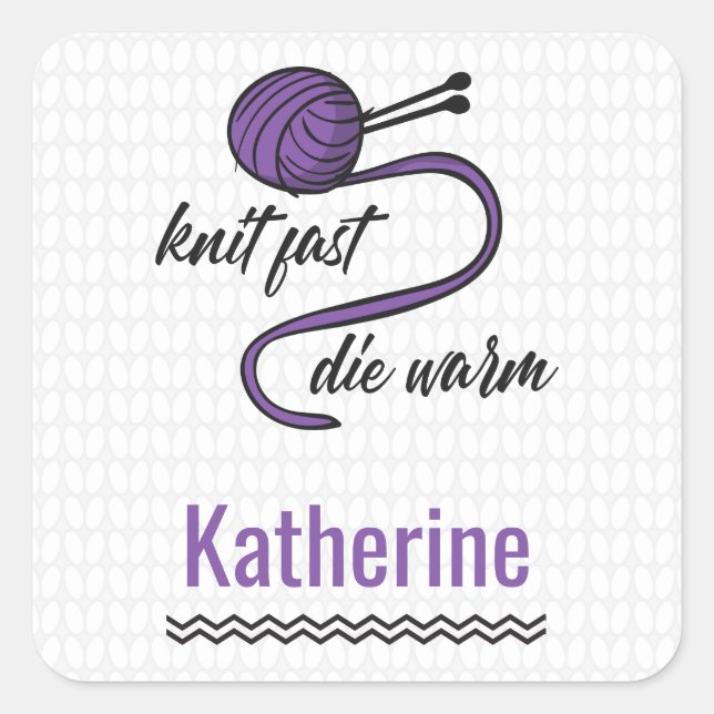 Purple Knit Fast, Die Warm Square Sticker (Front)