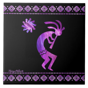 Purple Kokopelli Ceramic Tile