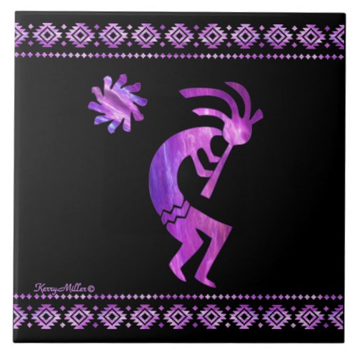 Purple Kokopelli  Ceramic Tile