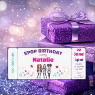 Purple KPOP Birthday Concert Ticket Invitation