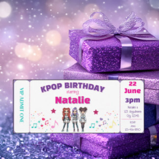Purple KPOP Birthday Concert Ticket Invitation