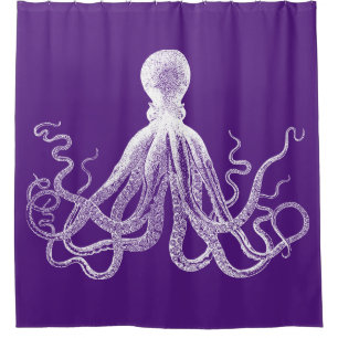 Purple Kraken Octopus Shower Curtain
