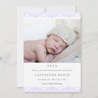 Purple Lace Birth Announcement
